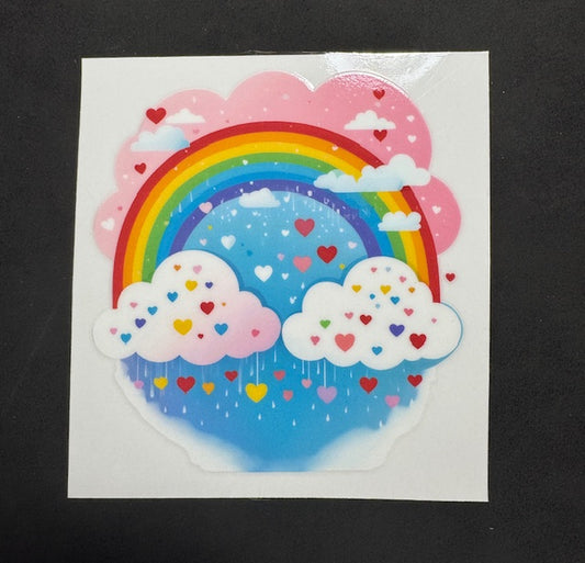 Rainbow Clouds and Hearts Sticker