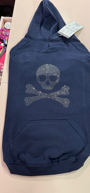 Skull Rhinestone Dog Hoodie Large