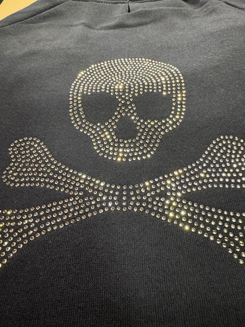Skull Rhinestone Dog Hoodie Large