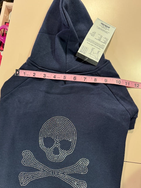 Skull Rhinestone Dog Hoodie Large