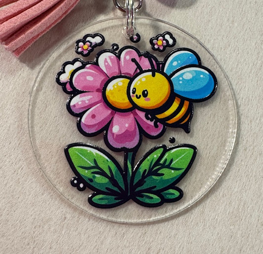Bee in the Flowers Keychain