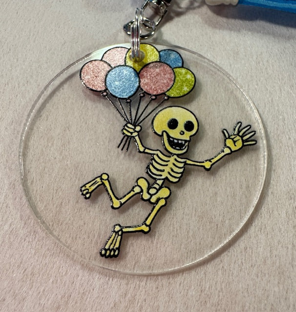 Skeleton with Balloons Keychain