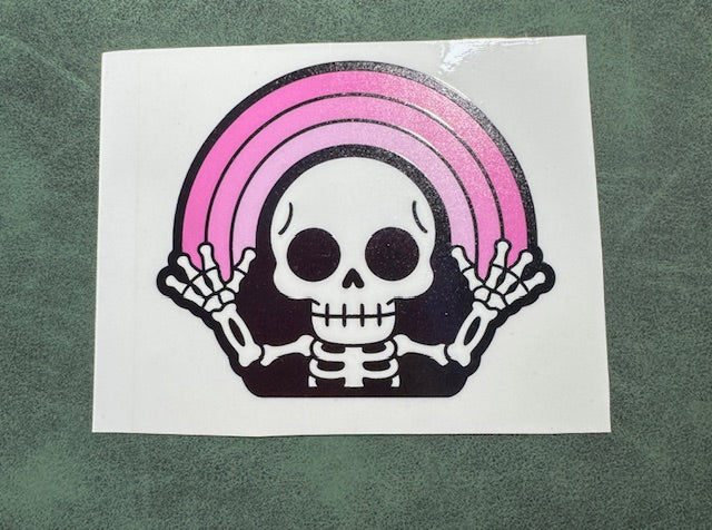 Pink Rainbow Skeleton Sticker