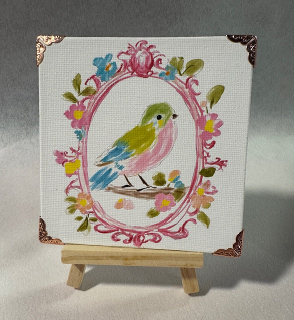 Pink Birdie Mini Art Piece