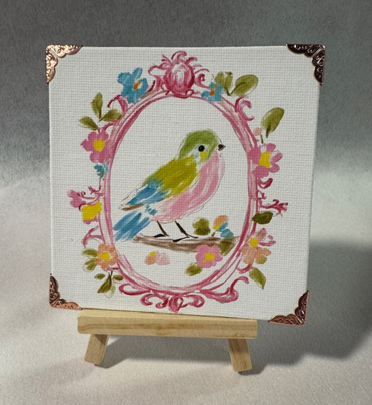 Pink Birdie Mini Art Piece
