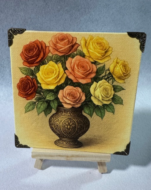 Vase of Roses Mini Art Piece