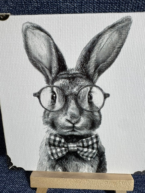 Rabbit In Specs Mini Art Piece