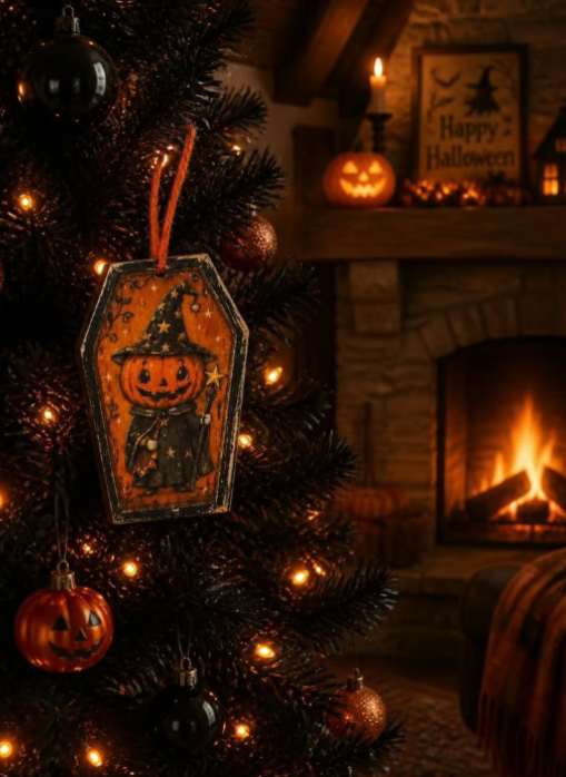 Pumpkin Wooden Halloween Ornament