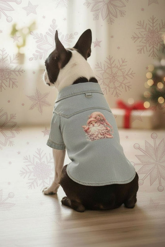 Gnome Christmas Denim Dog Shirt XL