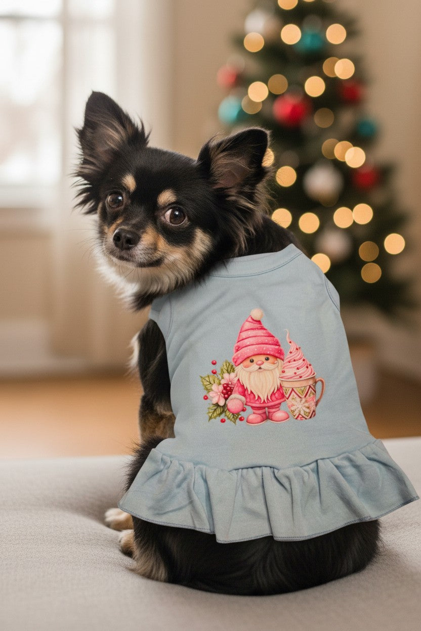 Pink Gnome Christmas Dress Medium