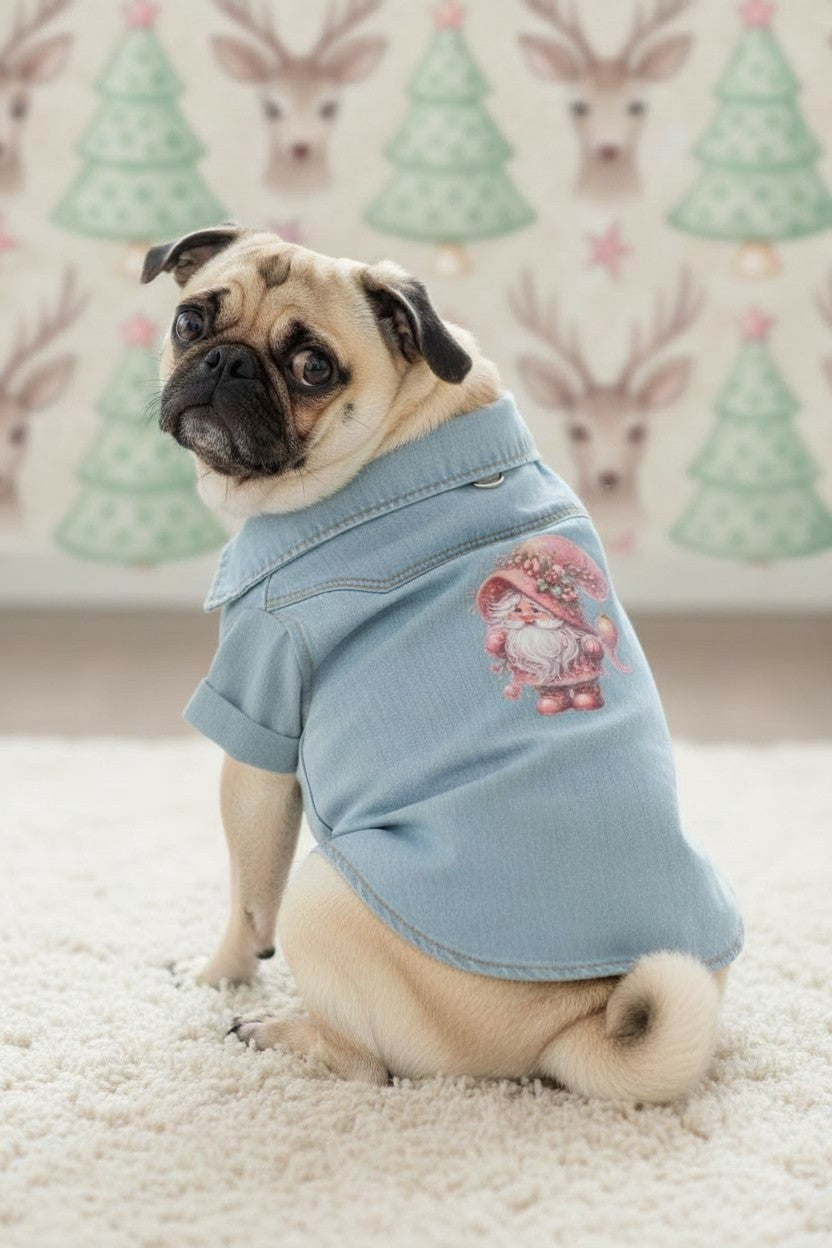 Christmas Gnome  Denim Dog Shirt XL