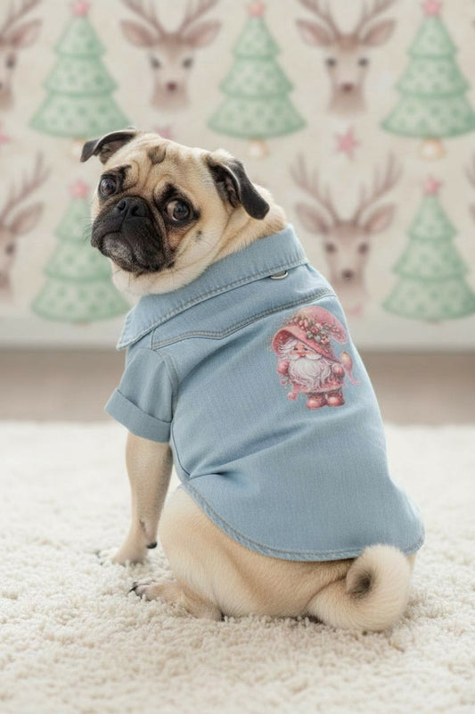 Christmas Gnome  Denim Dog Shirt XL