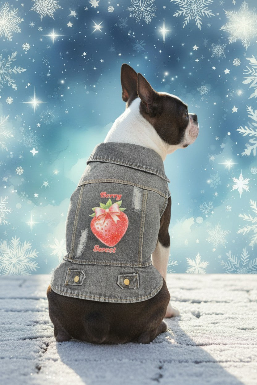 Strawberry Denim Dog Vest XL