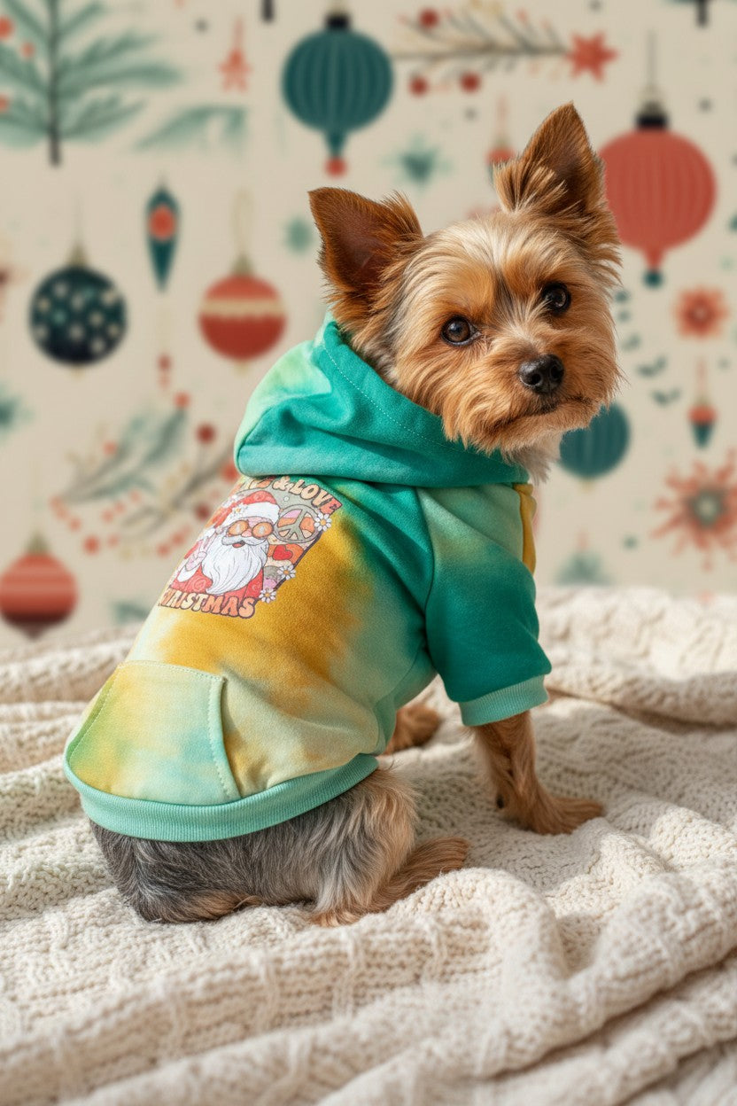 Peace and Love Santa Dog Shirt Large