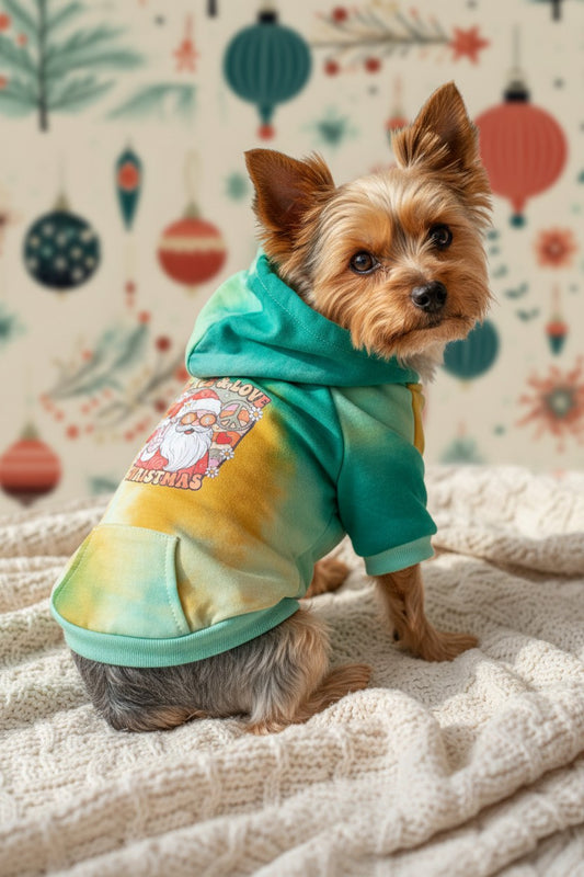 Peace and Love Santa Dog Shirt Large