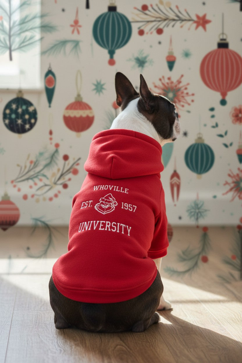Whoville University Dog Hoodie Medium