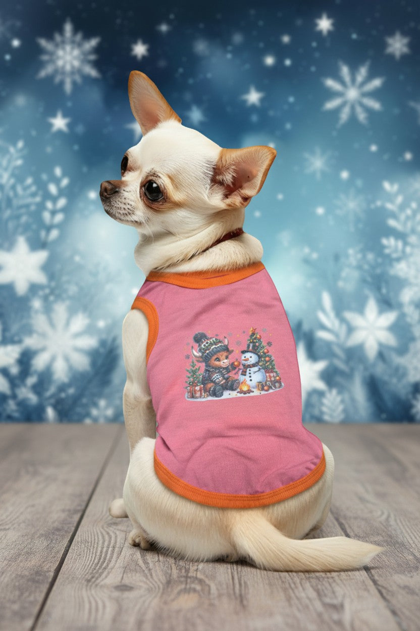 Scottish Cow Christmas Dog Shirt Medium